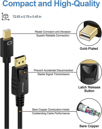 Mini Displayport to Displayport 1.4 Cable, 6FT, 8K@60Hz | Office & Workstation Ready, Thunderbolt 2/1 Compatible, Professional Display Support