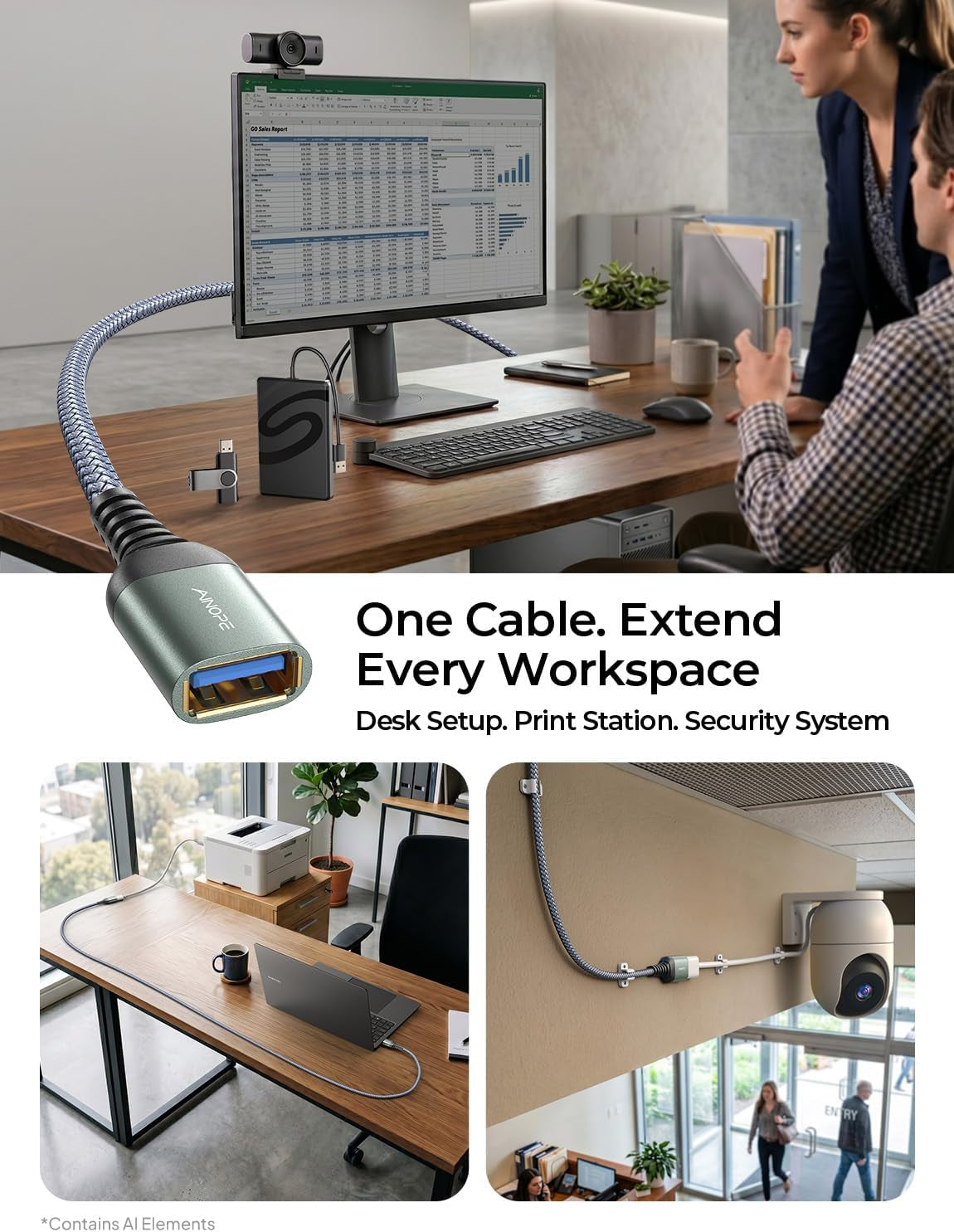 USB Extension Cable 10FT,USB Extender,Usb 3.0 Extension Cable, Male to Female Cord High Data Transfer Compatible with Webcam,Usbkeyboard,Flash Drive,Hard Drive,Printer,Grey