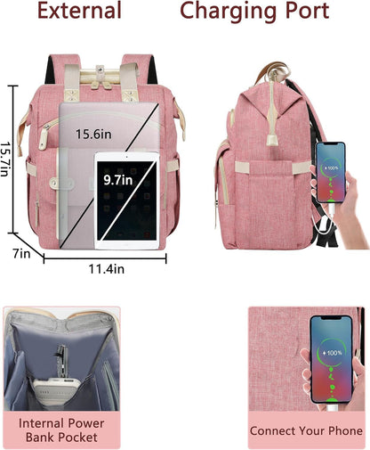 Backpack for Women,Wide Open Work Large Student Bookbag for 15.6 Inch Laptop,Doctor Teacher Nurse College School Travel Bag,Water Resistant Laptop Bookbag Computer Back Pack Pink