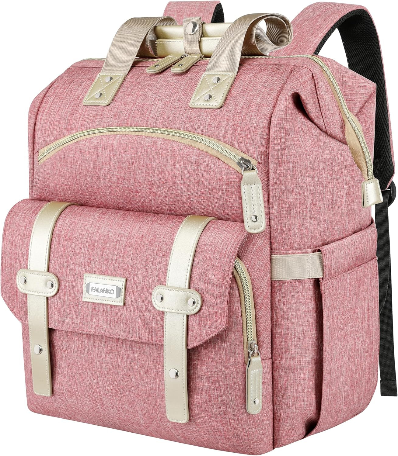 Backpack for Women,Wide Open Work Large Student Bookbag for 15.6 Inch Laptop,Doctor Teacher Nurse College School Travel Bag,Water Resistant Laptop Bookbag Computer Back Pack Pink
