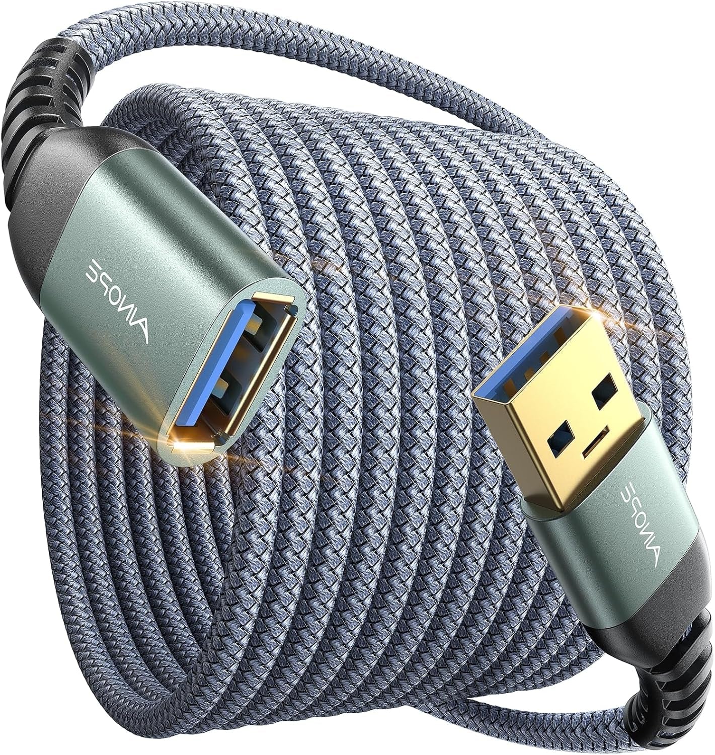 USB Extension Cable 10FT,USB Extender,Usb 3.0 Extension Cable, Male to Female Cord High Data Transfer Compatible with Webcam,Usbkeyboard,Flash Drive,Hard Drive,Printer,Grey