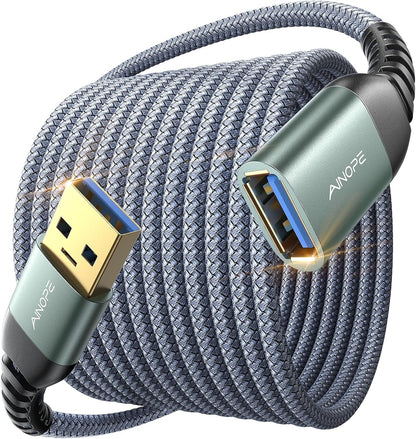 USB Extension Cable 10FT,USB Extender,Usb 3.0 Extension Cable, Male to Female Cord High Data Transfer Compatible with Webcam,Usbkeyboard,Flash Drive,Hard Drive,Printer,Grey
