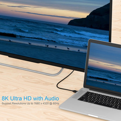 Mini Displayport to Displayport 1.4 Cable, 6FT, 8K@60Hz | Office & Workstation Ready, Thunderbolt 2/1 Compatible, Professional Display Support